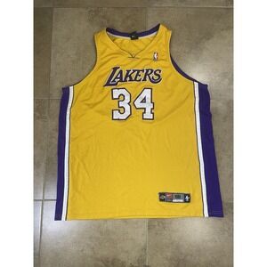 Nike Los Angeles Lakers Shaquille O'Neal #34 Sz 3XL 56 NBA Dri-FIT Yellow Jersey